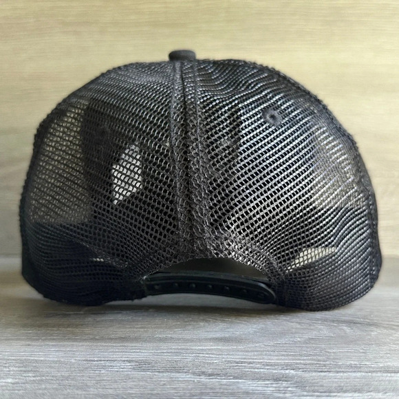Black On Black “CAT” Caterpillar Trucker Dad Snapback Mesh Hat Cap - Picture 3 of 5